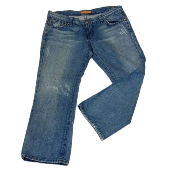 𝅺JAMES Cured by Seun Cropped Jeans Size 30 Wider Leg Y2K Low Rise - Picture 1 of 13